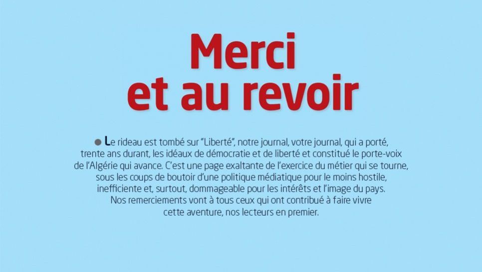 © Liberté | Dernière Une du quotidien "Liberté"